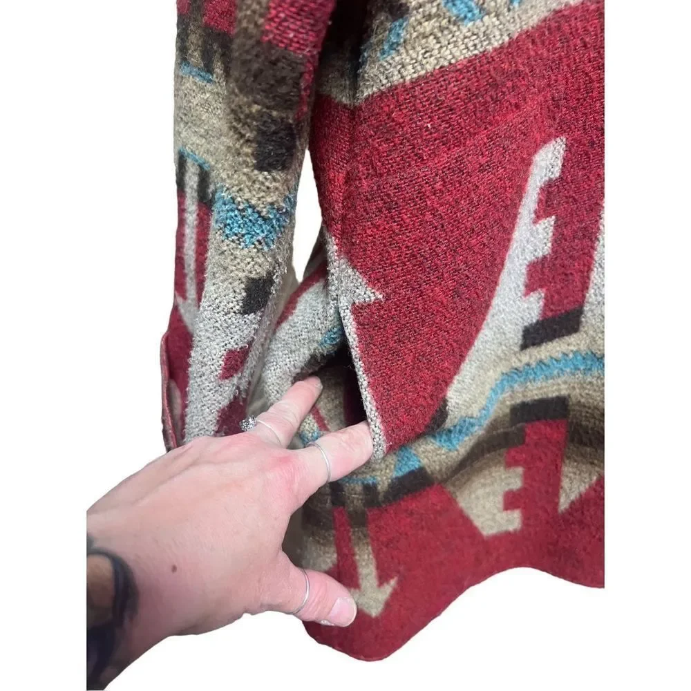 Vintage North Style Aztec Southwestern Wool Blend Multicolored Jacket size Large - Picture 9 of 13